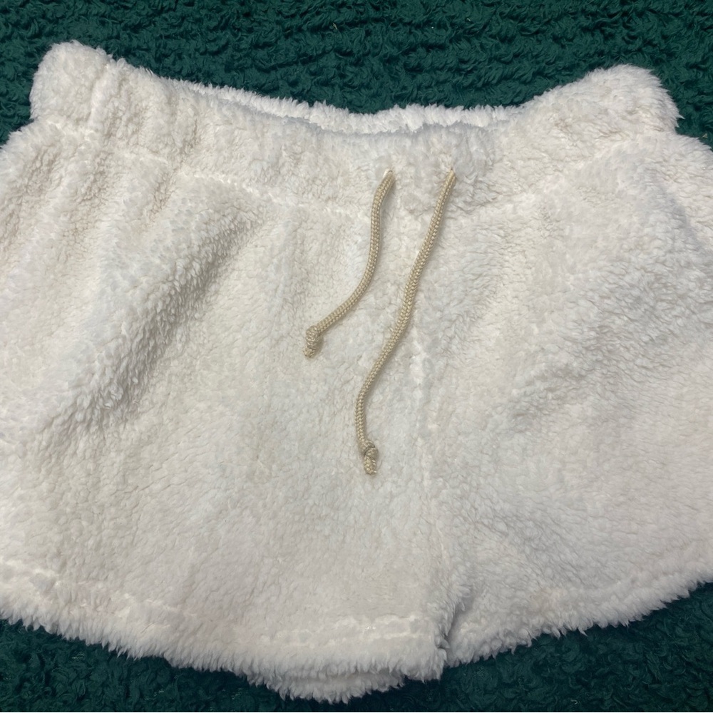 Cozy White Fleece Shorts